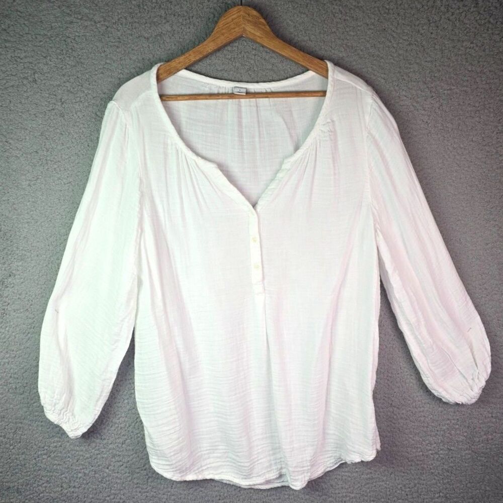 Old Navy White Gauze Cotton Rayon Oversized Popover Blouse Large